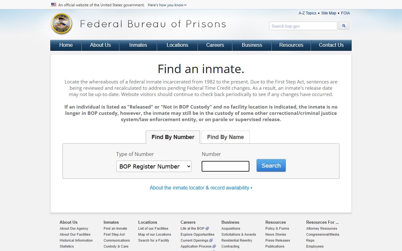 Scurry County inmate records federal BOP inmate locator search tabs